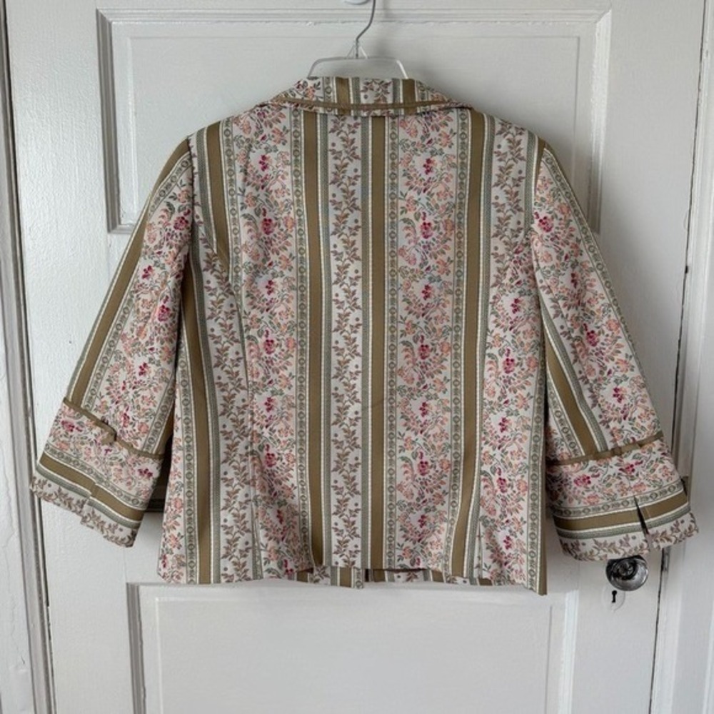 Marsh Landing Floral Embroidered Blazer Jacket Baroque Pink Neutrals Feminine M - Picture 12 of 13